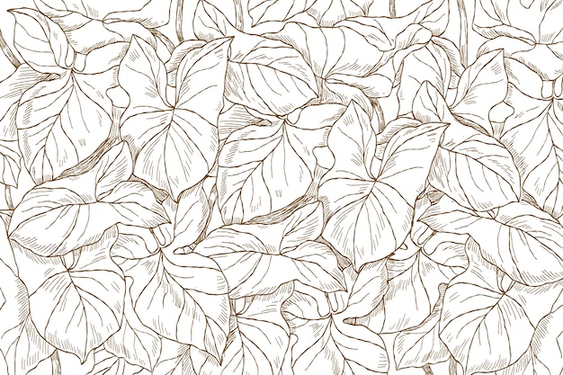 Hand drawn floral outline background