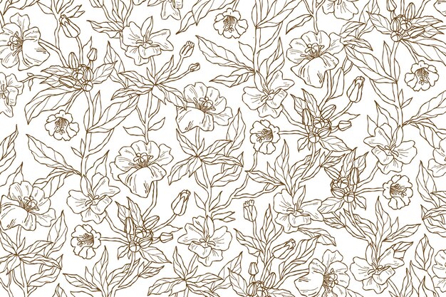 Hand drawn floral outline background