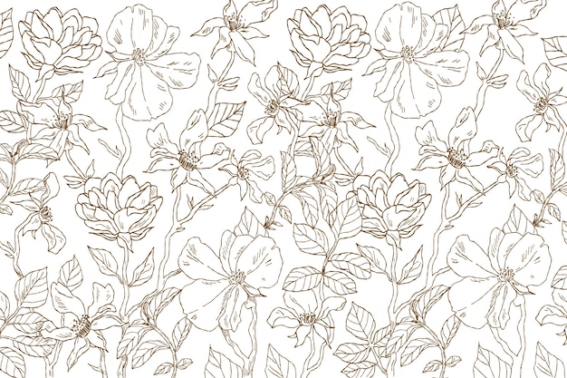 Free vector hand drawn floral outline background