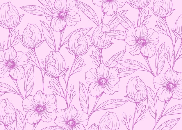 Free vector hand drawn floral outline background