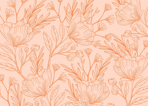 Free vector hand drawn floral outline background