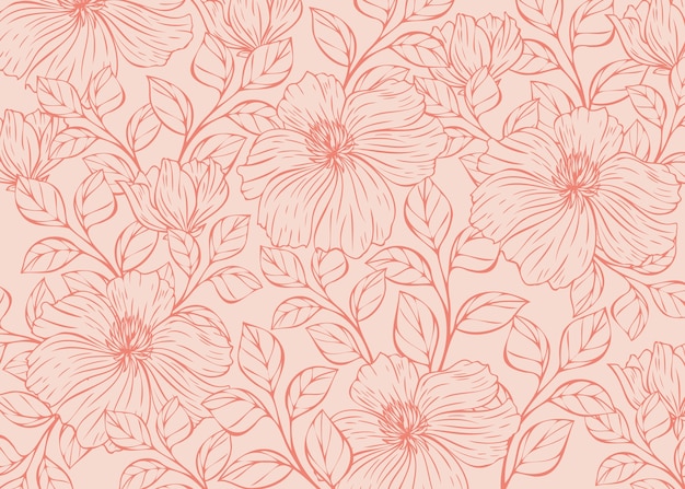 Hand drawn floral outline background