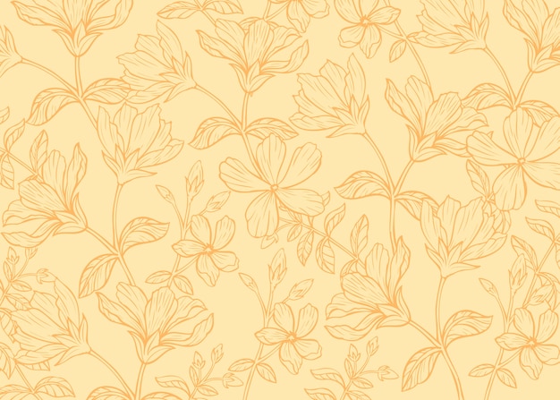 Hand drawn floral outline background