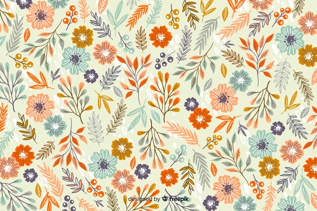 Hand drawn floral pattern background