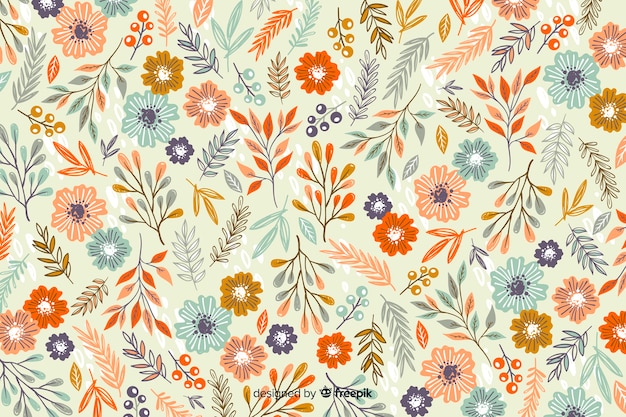 Hand drawn floral pattern background