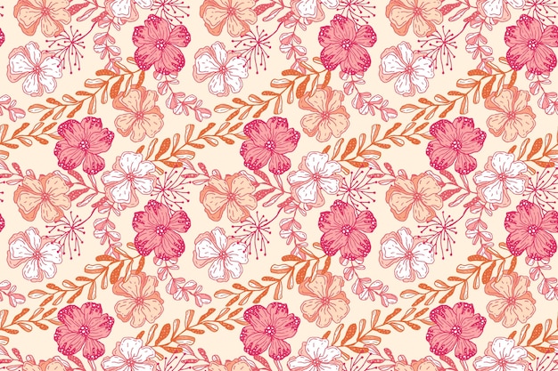 Free vector hand drawn floral pattern design in peach tones