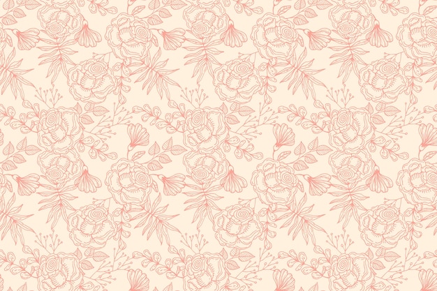 Free vector hand drawn floral pattern design in peach tones