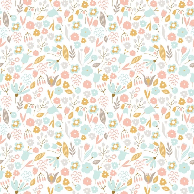 Hand drawn floral pattern in pastel colors