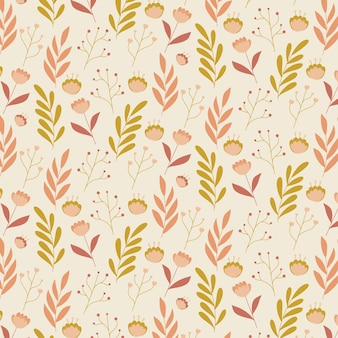 Hand drawn floral pattern in peach tones