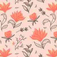 Free vector hand drawn floral pattern in peach tones