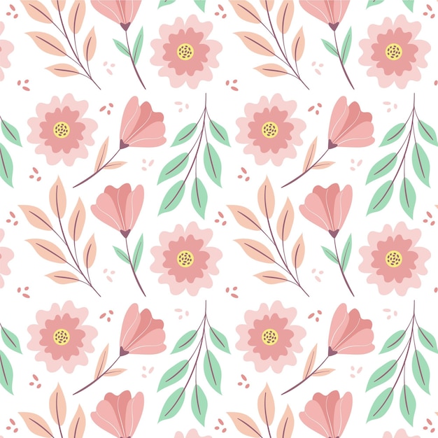 Free vector hand drawn floral pattern in peach tones