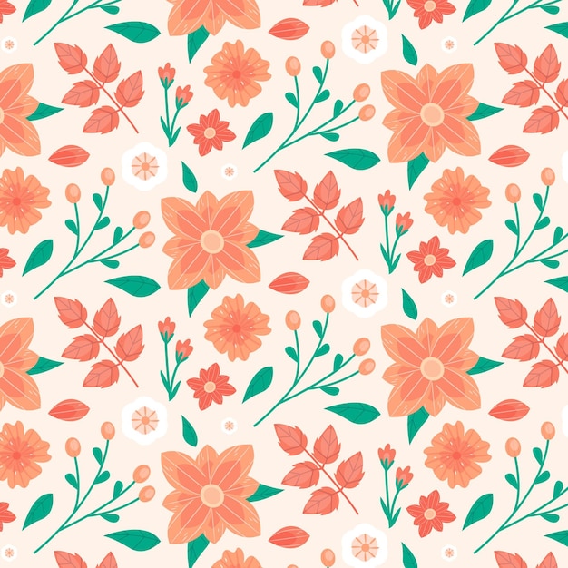 Free vector hand drawn floral pattern in peach tones