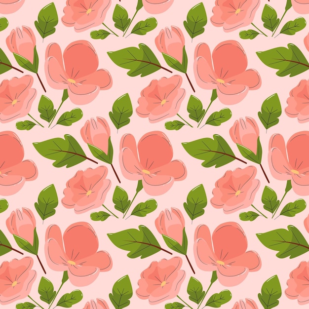 Free vector hand drawn floral pattern in peach tones