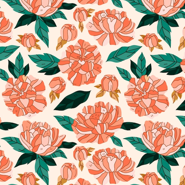 Free vector hand drawn floral pattern in peach tones