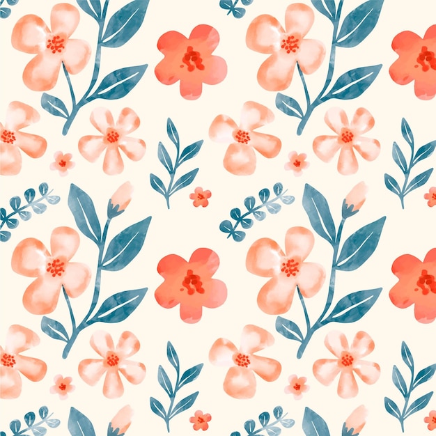 Free vector hand drawn floral pattern in peach tones