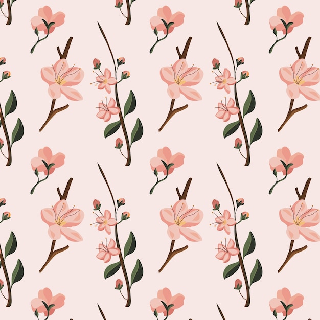 Hand drawn floral pattern in peach tones