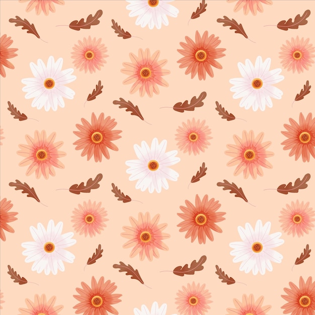 Free vector hand drawn floral pattern in peach tones