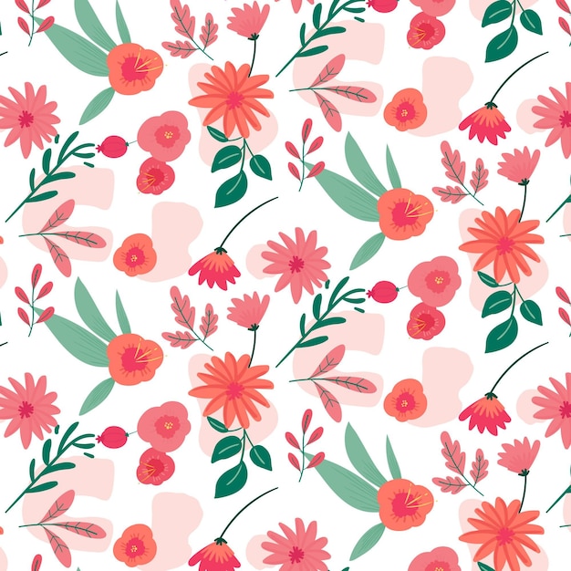 Hand drawn floral pattern in peach tones