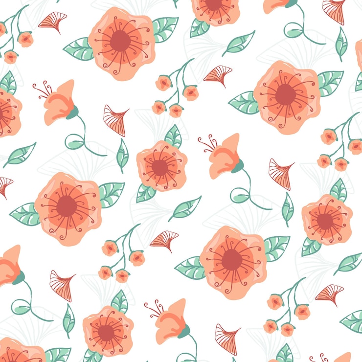 Free Vector hand drawn floral pattern in peach tones