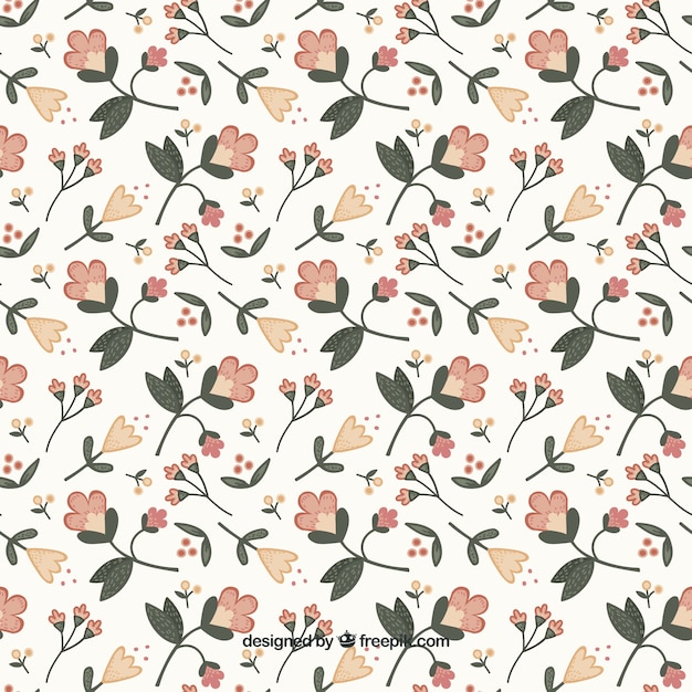 Hand drawn floral pattern with leaves