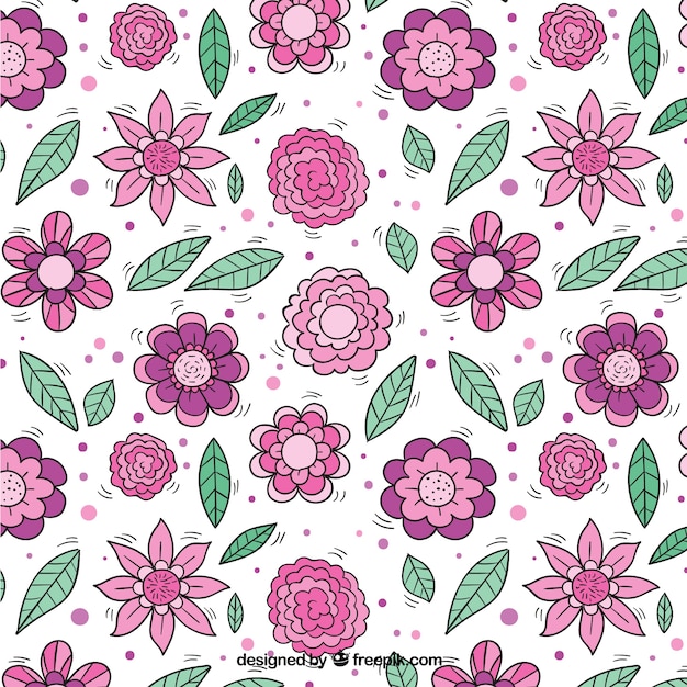 Hand drawn floral pattern with leaves