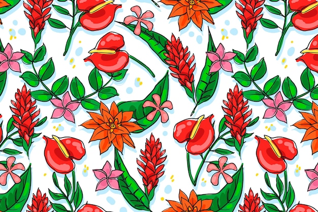 Free vector hand drawn floral pattern