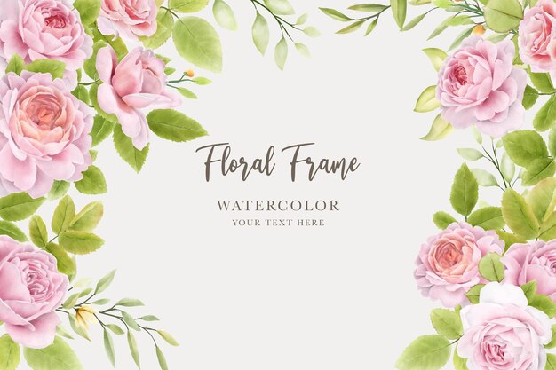 hand drawn floral roses border and frame design