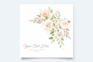 Free vector hand drawn floral roses wedding invitation card set