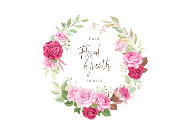 Free vector hand drawn floral roses wreath illustration