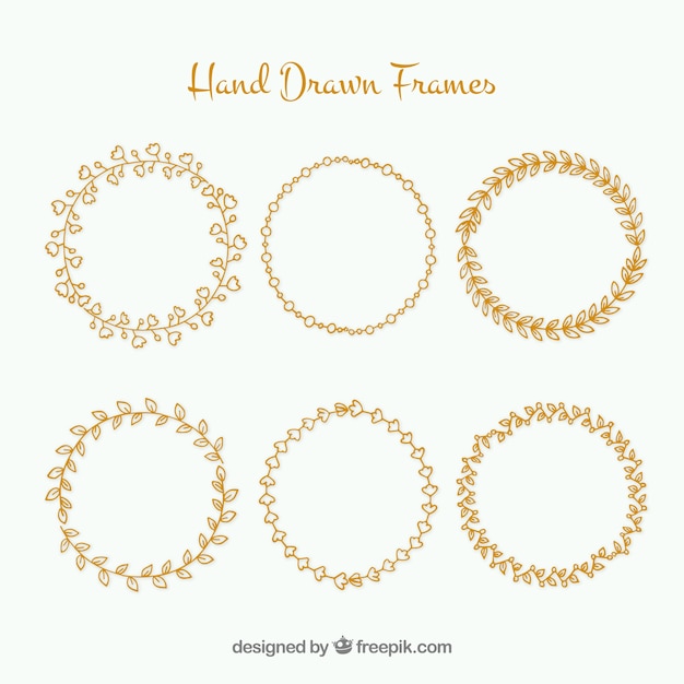 Free vector hand drawn floral round frames
