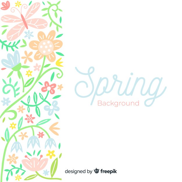 Hand drawn floral side spring background