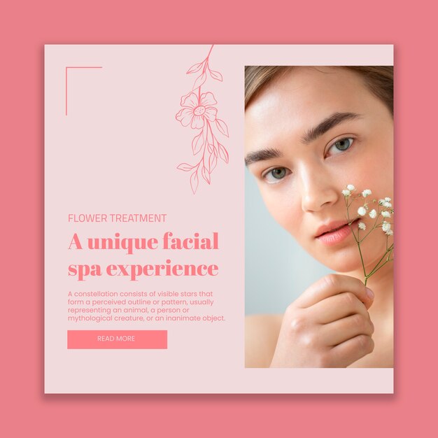 Hand drawn floral spa facebook post