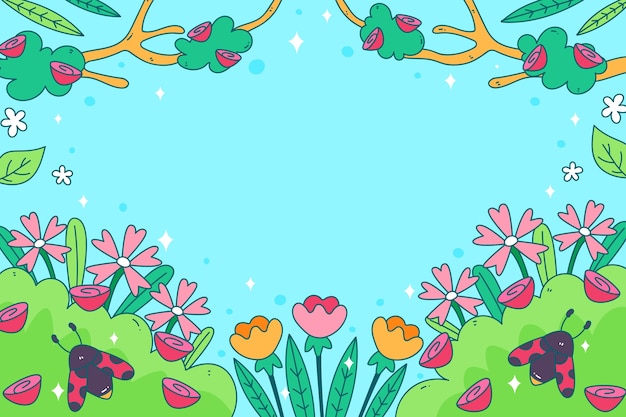 Hand drawn floral spring background