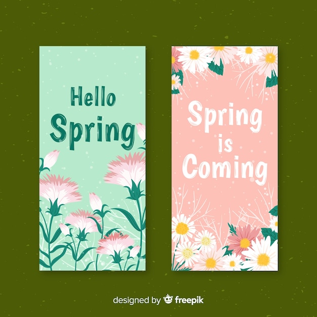 Free vector hand drawn floral spring banner