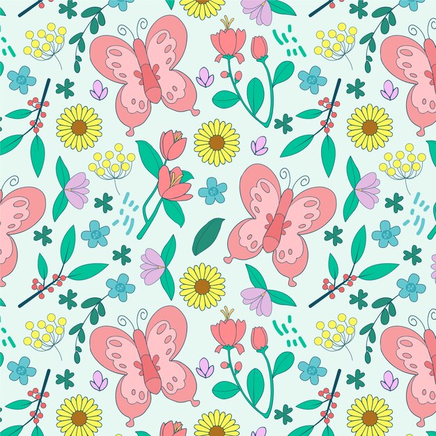 Hand drawn floral spring pattern design