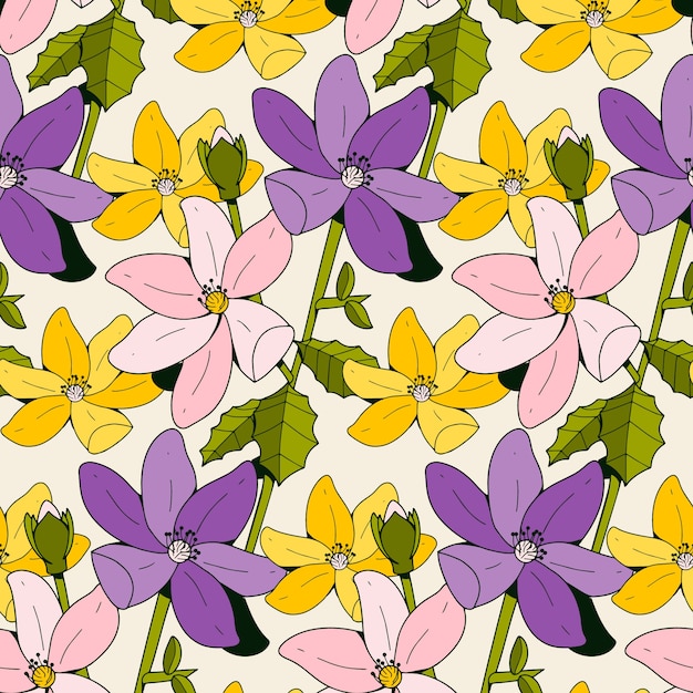 Hand drawn floral spring pattern design