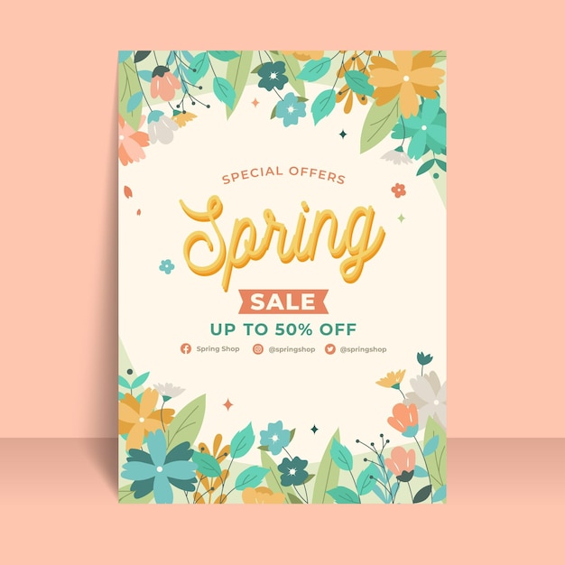 Free vector hand drawn floral spring sale flyer template