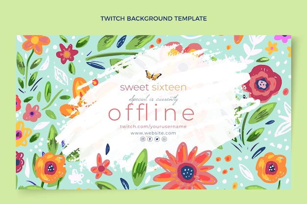 Free vector hand drawn floral sweet 16 twitch background