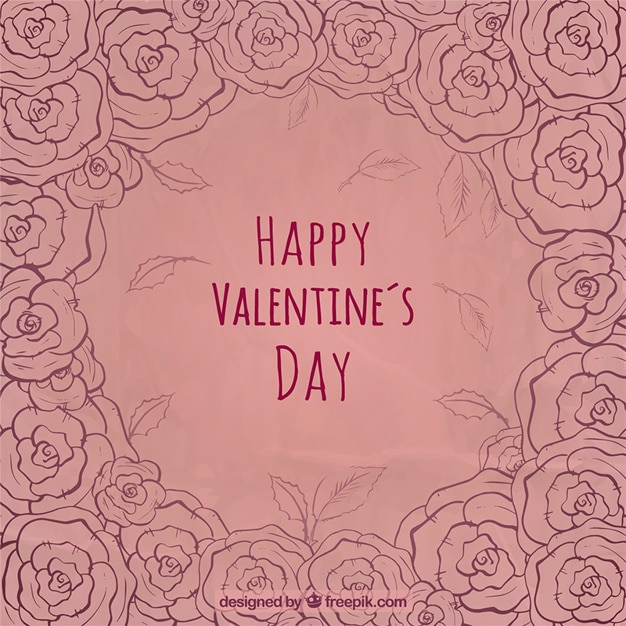 Free vector hand drawn floral valentine background