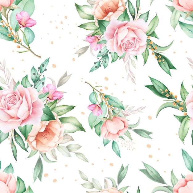 Free vector hand drawn floral watercolor seamless pattern