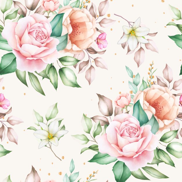 hand drawn floral watercolor seamless pattern