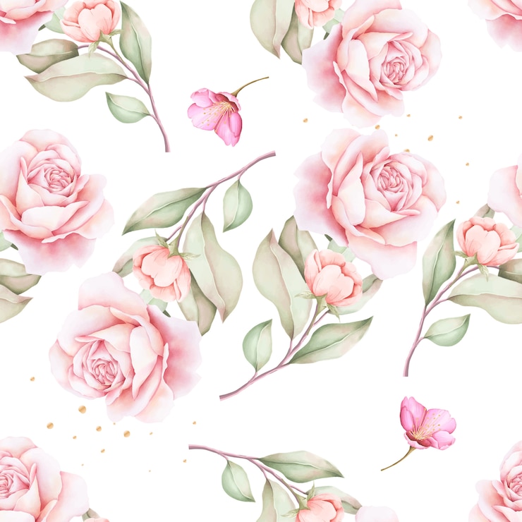 Free Vector hand drawn floral watercolor seamless pattern