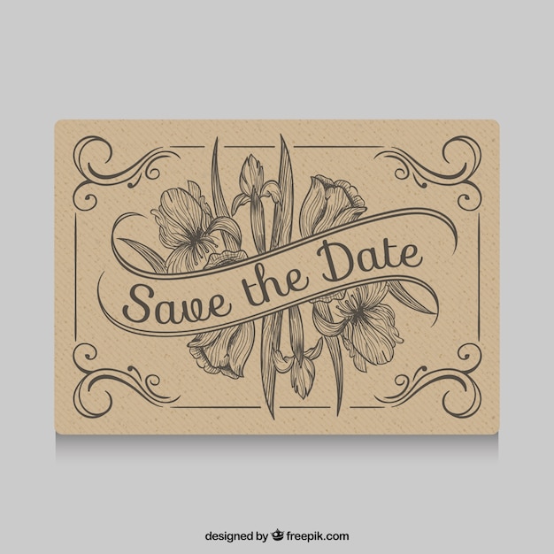 hand drawn floral weddig invitation