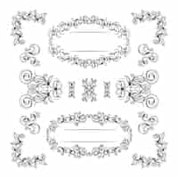 Free vector hand drawn floral wedding album ornament collection