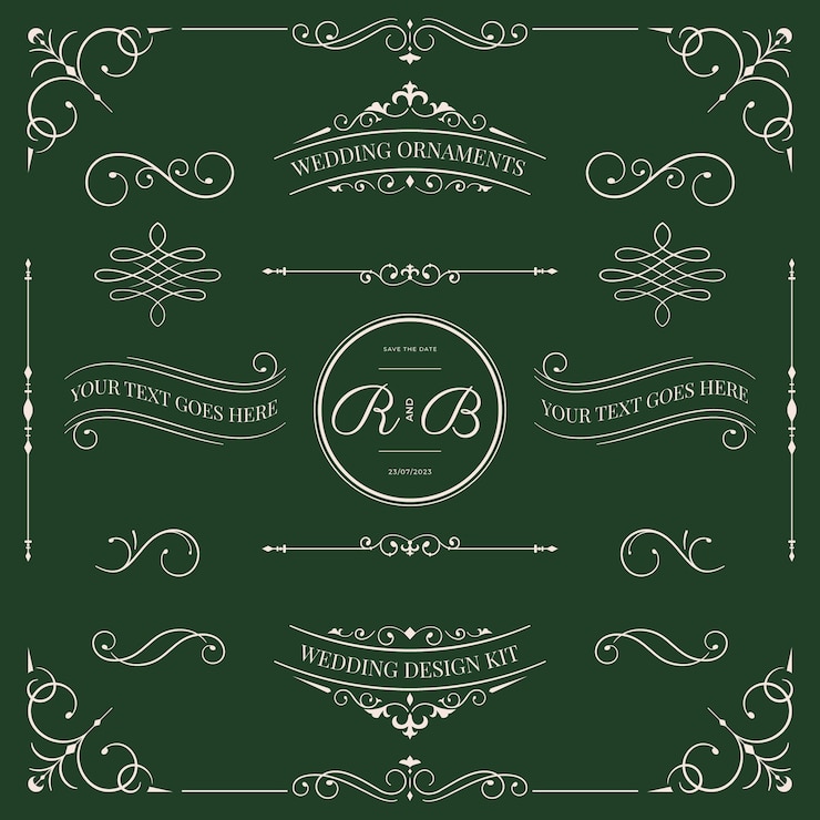 Free Vector hand drawn floral wedding album ornaments