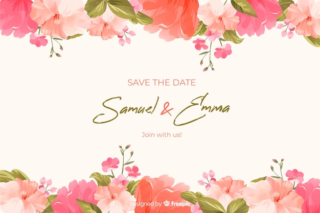 Hand-drawn floral wedding background Premium Vector