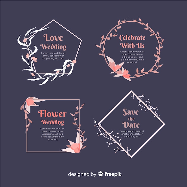 Free Vector hand drawn floral wedding badges