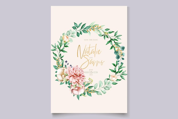 Hand drawn floral wedding card set