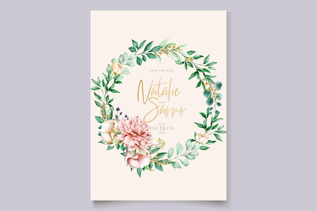 Набор рисованной цветочные свадебные открытки