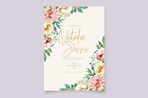 hand drawn floral wedding card set